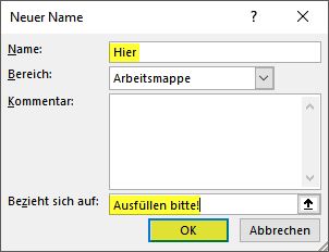 Excel - Namen als Textbausteine verwenden