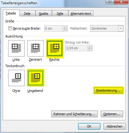 Word Tabelle Umfliessen